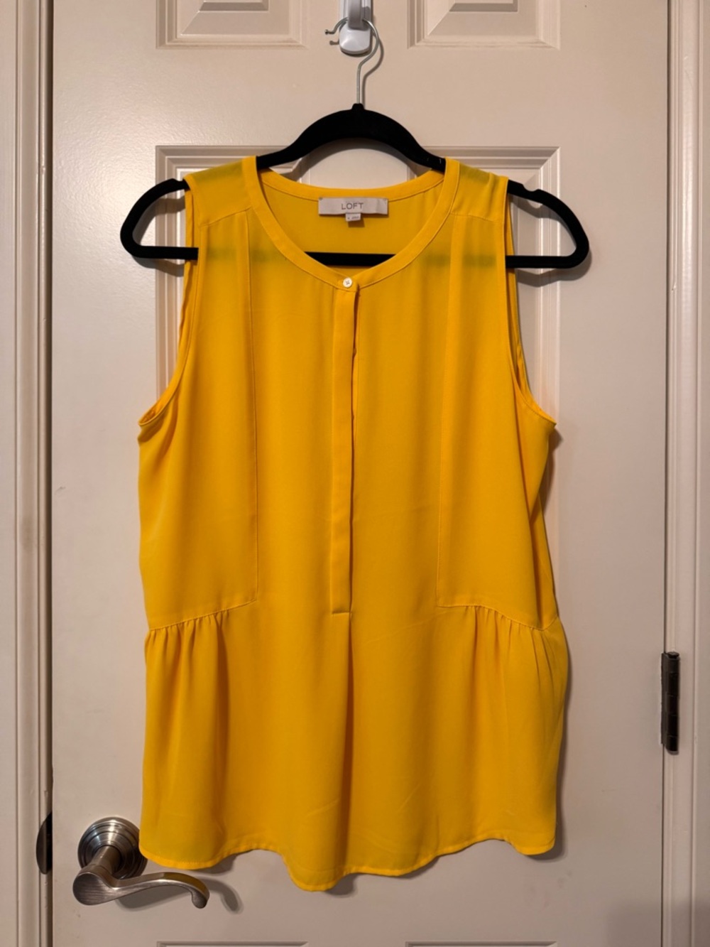 LOFT Bright Yellow Sleeveless Peplum-Style Blouse